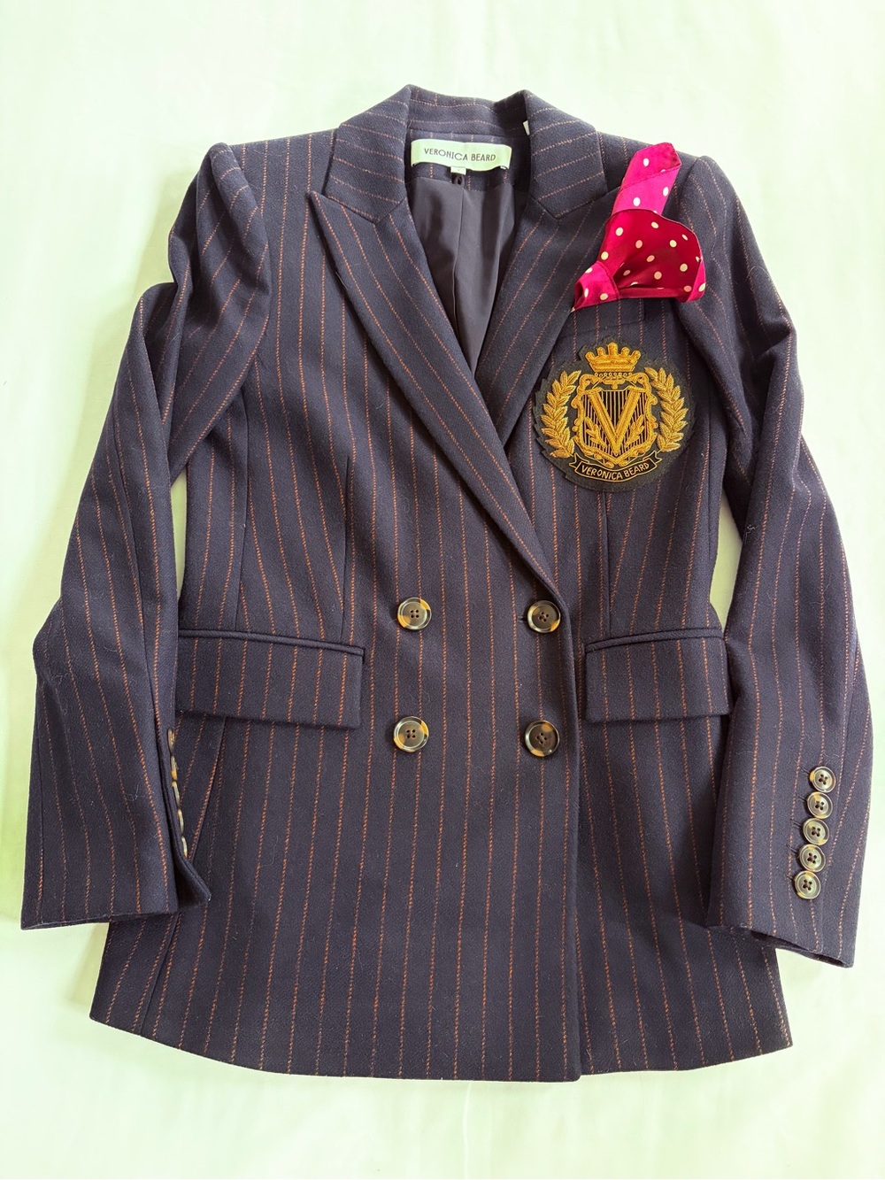 Rare Veronica Beard Navy Pinstripe Dickey Jacket Sz 2
